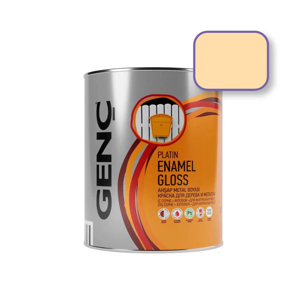 Genc-Enamel-gloss-075-1301 საღებავი ხისა და მეტალისთვის 0.75 ლტ "SILVER"-1301(კრემისფერი) - Image 1