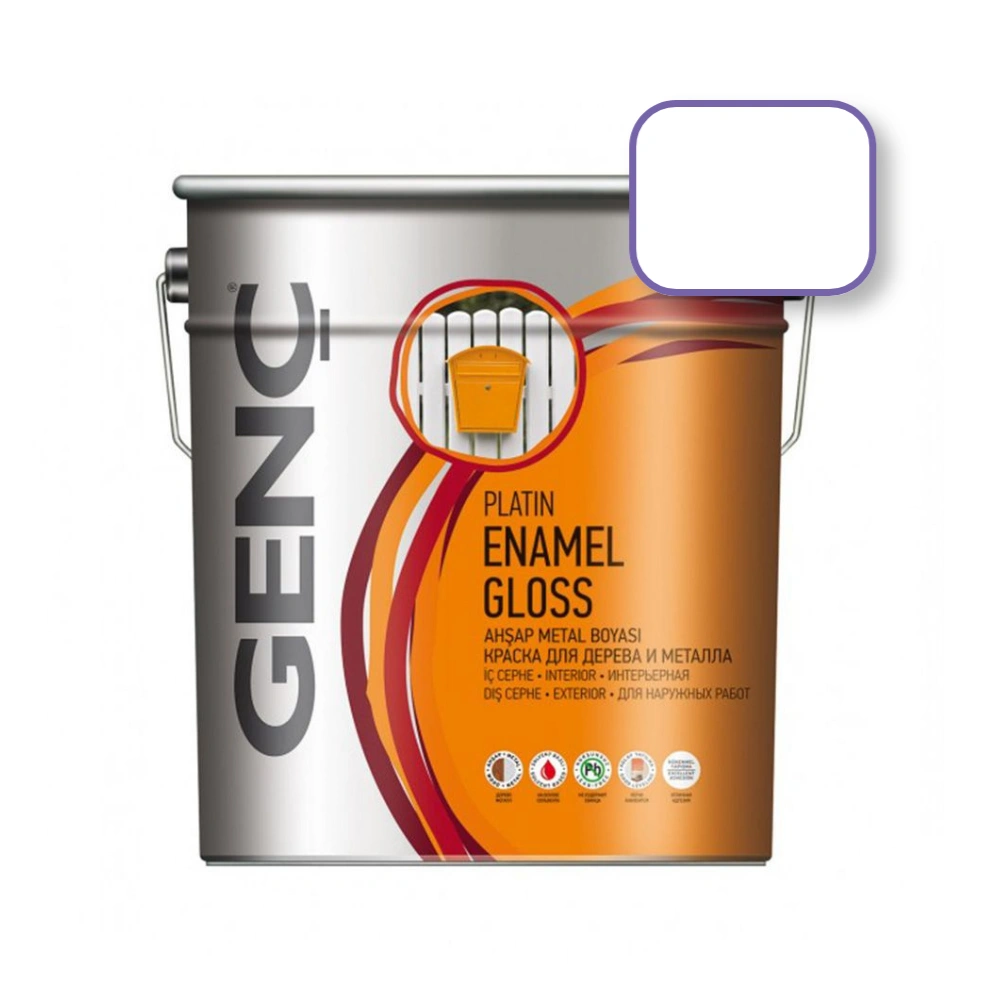 Genc-Enamel-gloss-2.5-1000 საღებავი ხისა და მეტალისთვის 2.5 ლტ "SILVER"-1000 (თეთრი) - Image 1