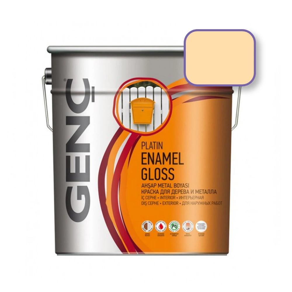 Genc-Enamel-gloss-2.5-1301 საღებავი ხისა და მეტალისთვის 2.5 ლტ "SILVER"-1301(კრემისფერი) - Image 1
