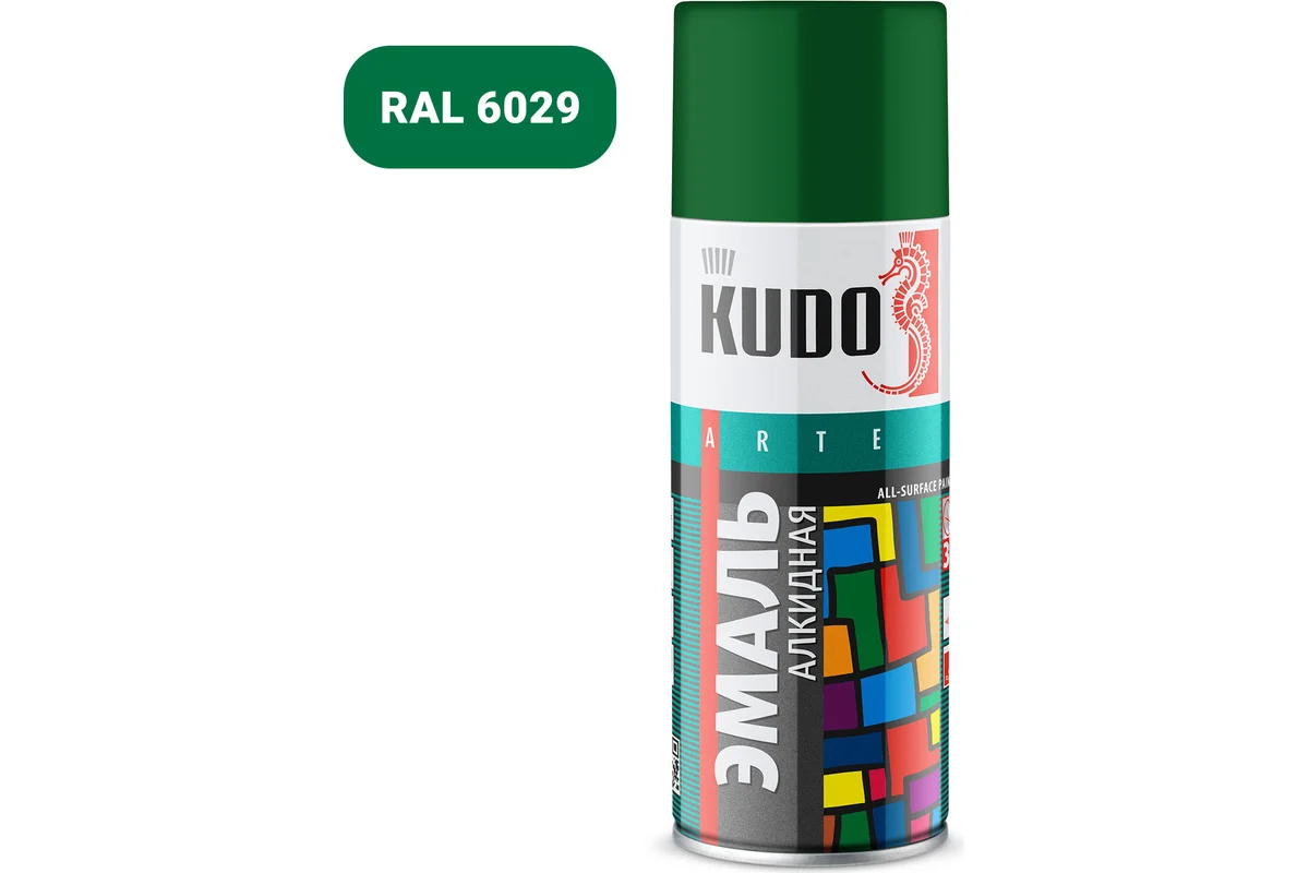 kudo-10081 უნივერსალური ემალი მწვანე, აეროზოლი (520 მლ)KU-10081 - Image 1