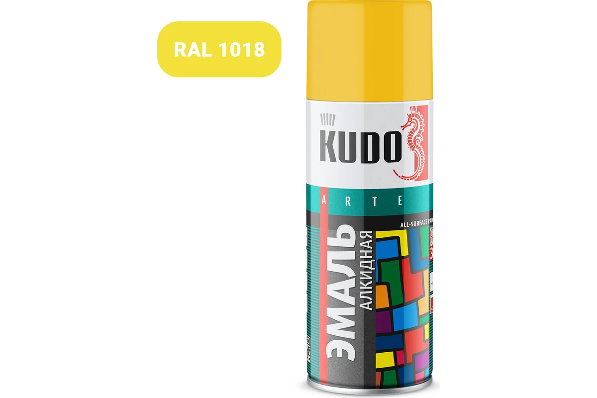 kudo-1013 უნივერსალური ემალი ყვითელი, აეროზოლი (520 მლ)KU-1013 - Image 1