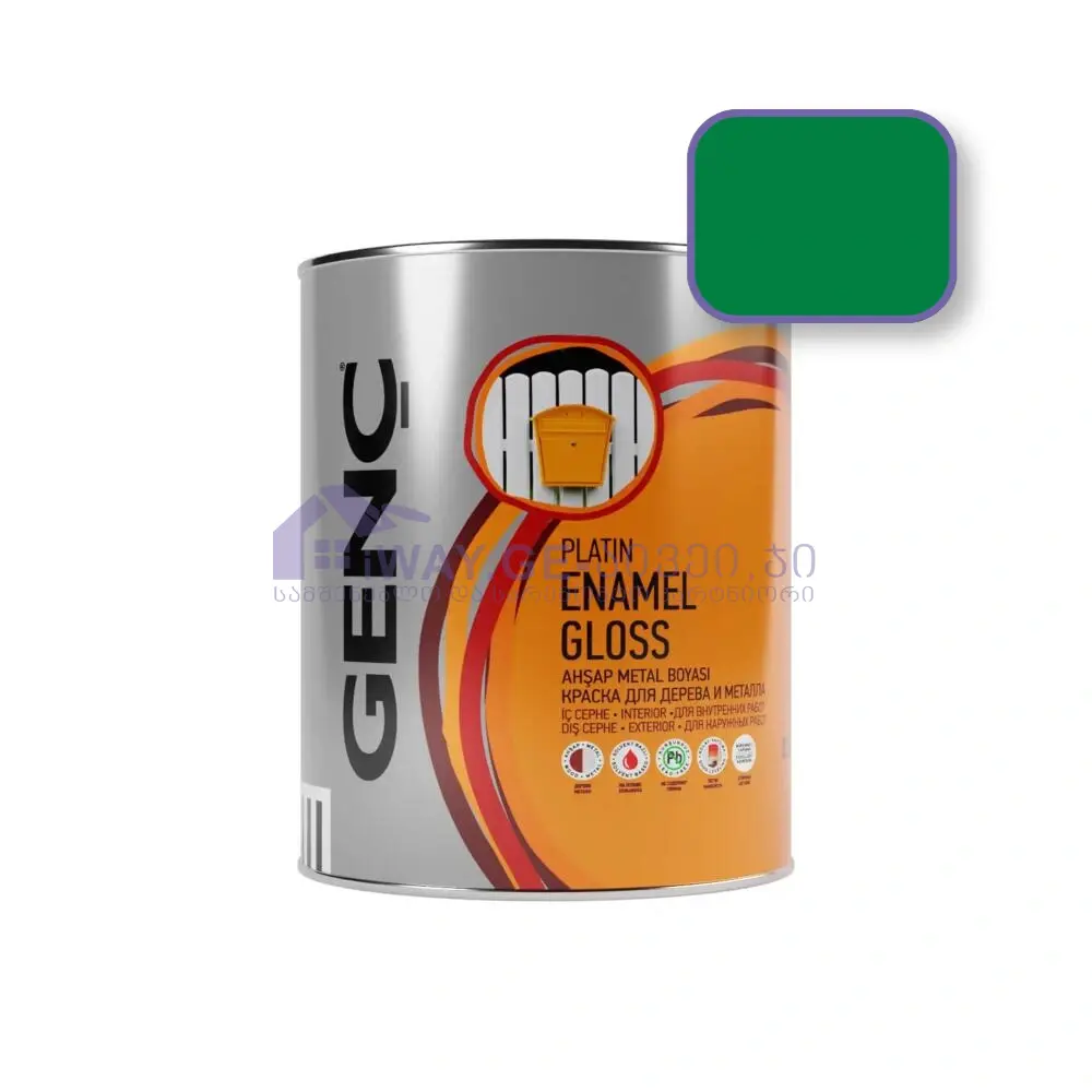 Genc-Enamel-gloss-075-6125 საღებავი ხისა და მეტალისთვის 0.75 ლტ "SILVER" -6125 (მწვანე) - Image 1