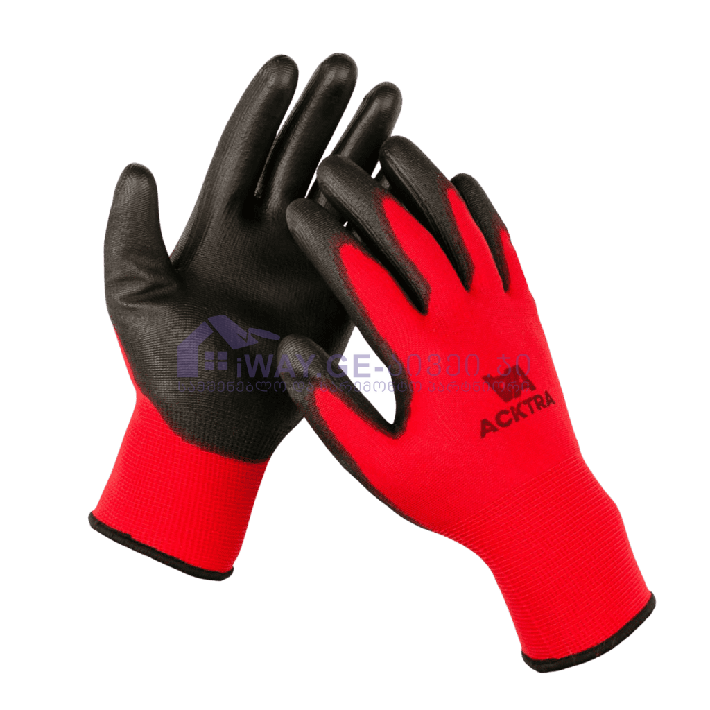 Gloves-pu-thin-1024x1024-1 სამუშაო ხელთათმანი წითელ-შავი 50g Black - Image 1