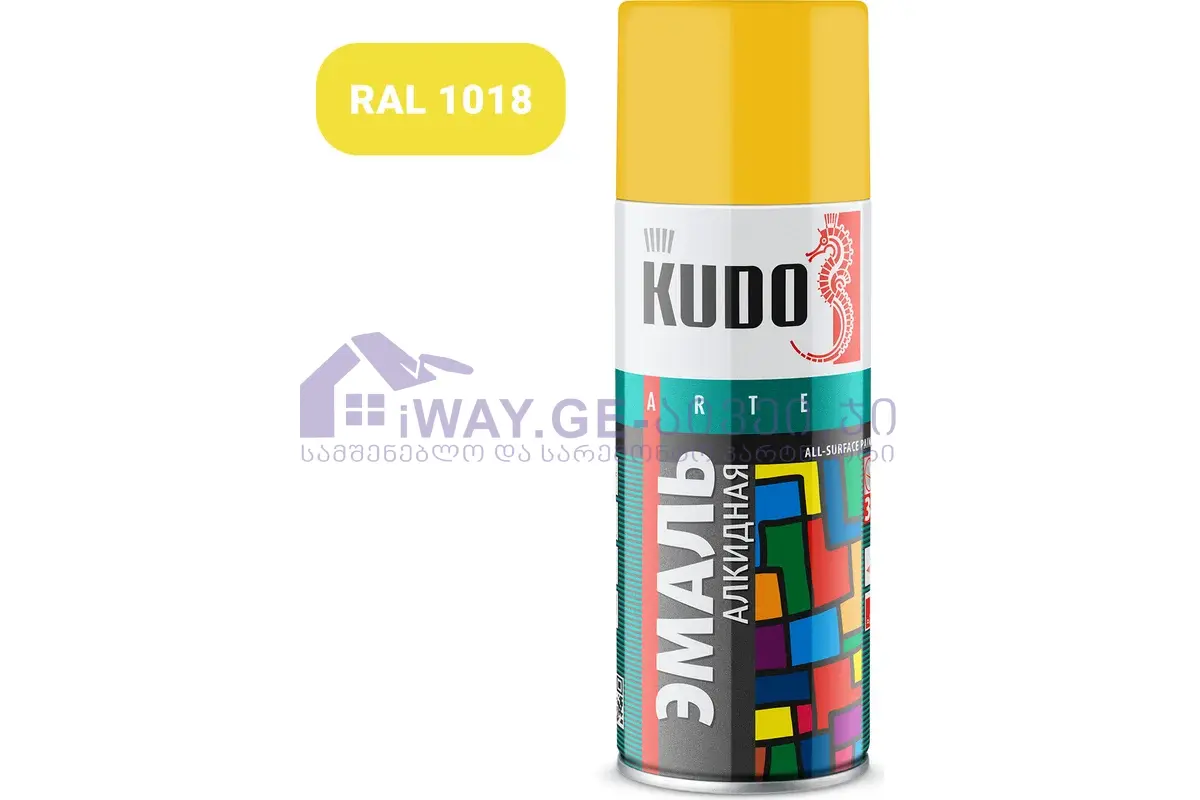 kudo-1013 უნივერსალური ემალი ყვითელი, აეროზოლი (520 მლ)KU-1013 - Image 1