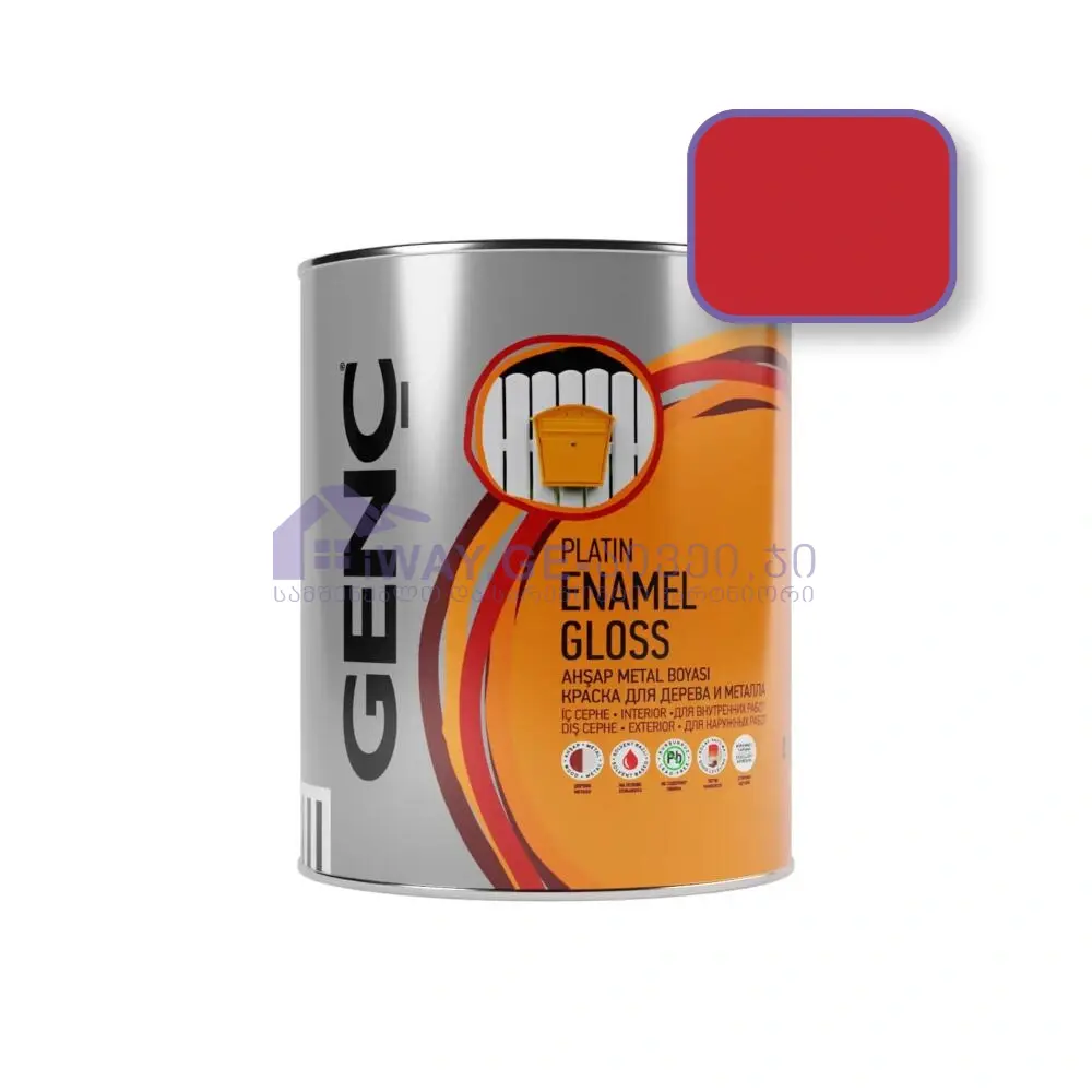 Genc-Enamel-gloss-075-3700 საღებავი ხისა და მეტალისთვის 0.75 ლტ "SILVER"-3700 (წითელი) - Image 1